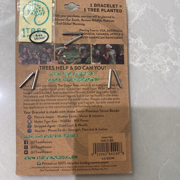 Azurite Tigers Eye Jasper Agate semi precious adjustable corded beaded bracelet - Picture 3 of 4